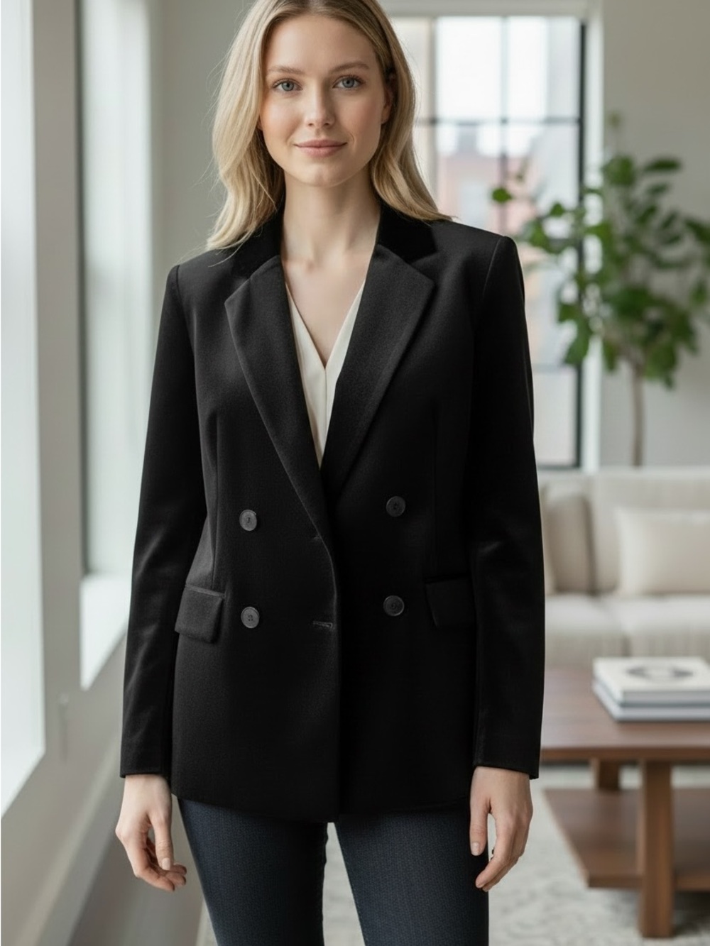 NWT Old Navy Black Velvet Single-Button Blazer
